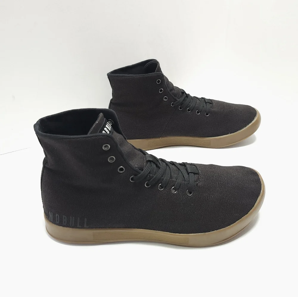 Nobull Mens Hightop Shoes Trainers Size 10.5 Canvas Black - Picture 3 of 7